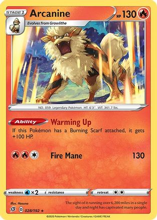 Arcanine (28)/192 Rare Reverse Holofoil