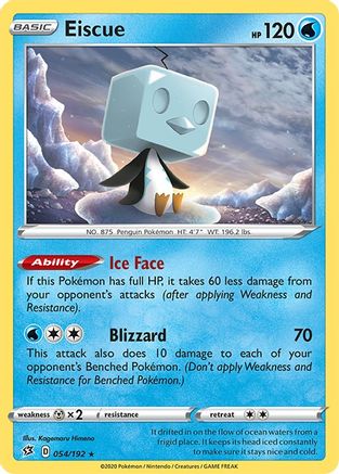 Eiscue (54)/192 Holo Rare Reverse Holofoil