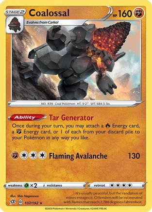 Coalossal (107)/192 Holo Rare Reverse Holofoil
