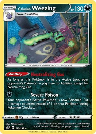 Galarian Weezing (113)/192 Holo Rare Reverse Holofoil