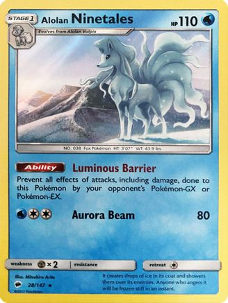 Alolan Ninetales - 28/147 (Water Web Holo) (28) Holo Rare Holofoil