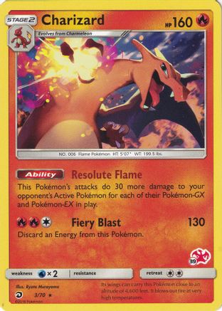 Charizard - 3/70 (#39 Charizard Stamped) (3) Promo