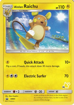 Alolan Raichu - SM65 (#56 Pikachu Stamped) (SM65) Promo