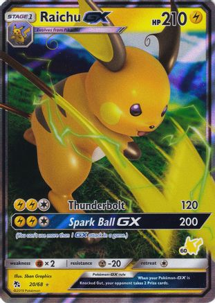 Raichu GX - 20/68 (#60 Pikachu Stamped) (20) Promo Holofoil