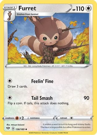 Furret (136)/189 Uncommon Reverse Holofoil