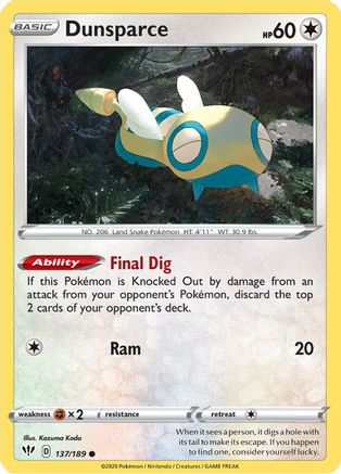 Dunsparce (137)/189 Common Reverse Holofoil