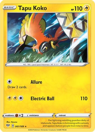 Tapu Koko (61)/189 Holo Rare Reverse Holofoil