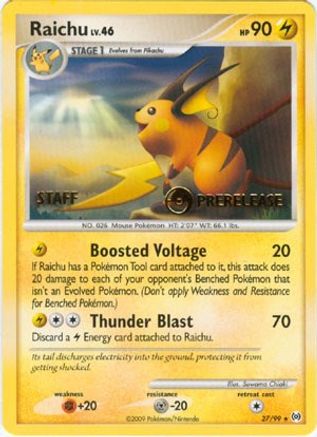 Raichu - 27/99 (Prerelease) [Staff] Promo