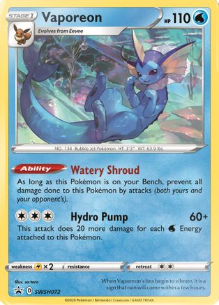 Vaporeon - SWSH072 (SWSH072)/307 Promo Holofoil