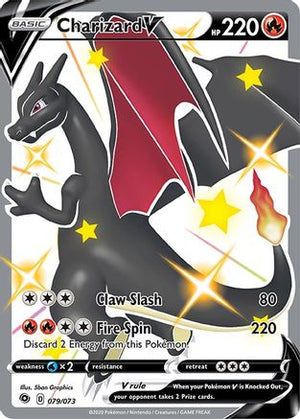 Damaged Charizard V (Secret) (79)/73 Secret Rare Holofoil (Cabinet-DMG)