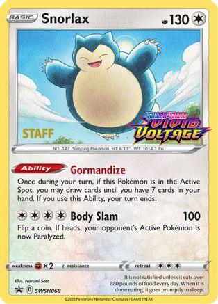 Snorlax - SWSH068 (Prerelease) [Staff] (SWSH068) Promo Holofoil