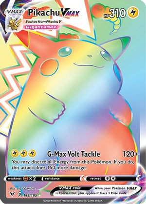 Pikachu VMAX (Secret) (188)/185 Secret Rare Holofoil (Cabinet-NM)
