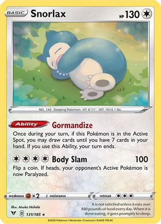 Snorlax (131)/185 Holo Rare Holofoil