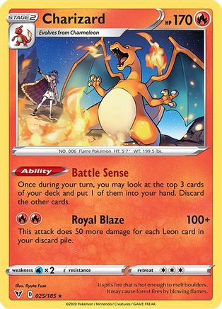 Charizard - 25/185 (Cracked Ice Holo) (25) Holo Rare Holofoil