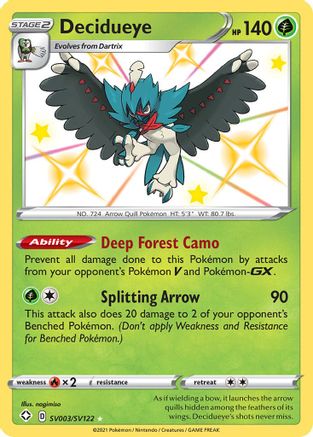 Decidueye (SV003)/122 Shiny Holo Rare Holofoil