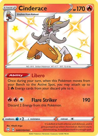 Cinderace (SV017)/122 Shiny Holo Rare Holofoil