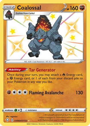 Coalossal (SV069)/122 Shiny Holo Rare Holofoil