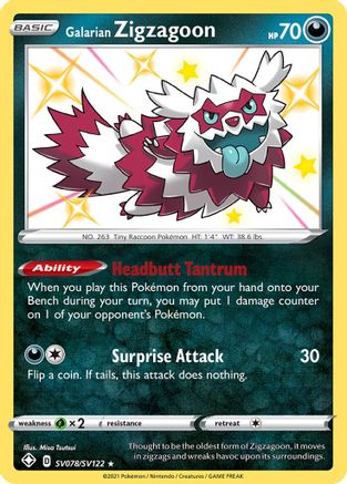 Galarian Zigzagoon (SV078)/122 Shiny Holo Rare Holofoil