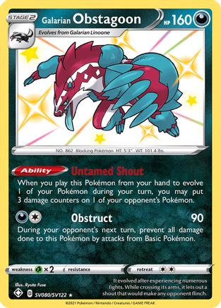 Galarian Obstagoon (SV080)/122 Shiny Holo Rare Holofoil