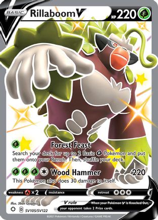 Rillaboom V (SV105)/122 Shiny Holo Rare Holofoil