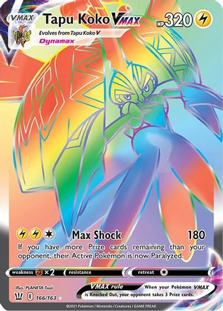 Tapu Koko VMAX (Secret) (166)/163 Secret Rare Holofoil