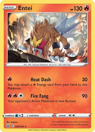 Entei (20)/163 Holo Rare Reverse Holofoil