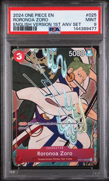 PSA 9 Roronoa Zoro #25 English 1st Anniversary Set