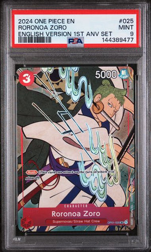 PSA 9 Roronoa Zoro #25 English 1st Anniversary Set