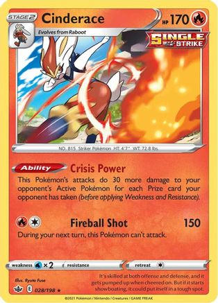 Cinderace (28)/198 Holo Rare Reverse Holofoil