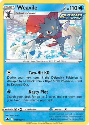 Weavile (31)/198 Holo Rare Reverse Holofoil