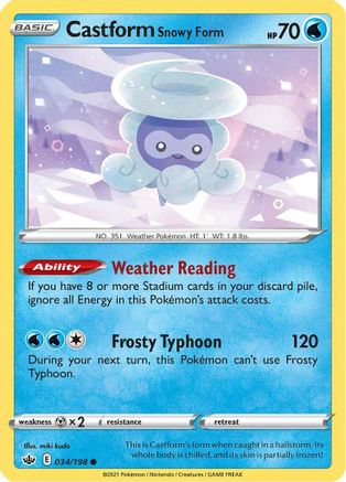 Castform Snowy Form (34)/198 Common Reverse Holofoil