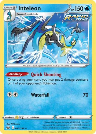 Inteleon (43)/198 Holo Rare Reverse Holofoil