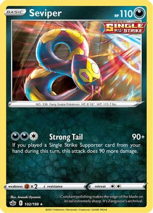 Seviper (102)/198 Rare Reverse Holofoil