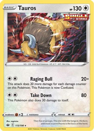 Tauros (115)/198 Holo Rare Holofoil
