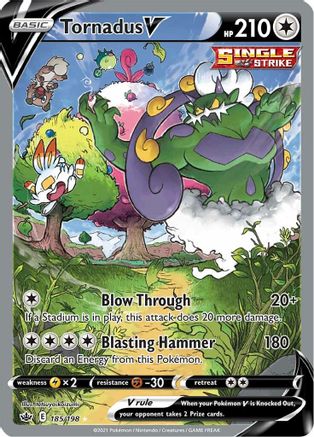 Tornadus V (Alternate Full Art) (185)/198 Ultra Rare Holofoil
