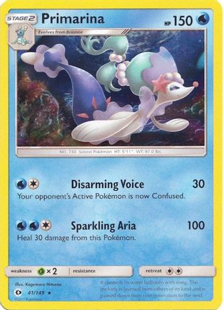Primarina - 41/149 (Water Web Holo) (41) Holo Rare Holofoil