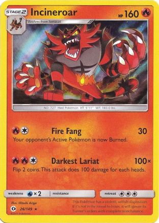 Incineroar - 26/149 (Water Web Holo) (26) Holo Rare Holofoil