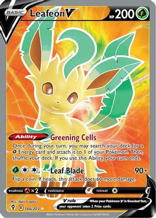 Leafeon V (Full Art) (166)/203 Ultra Rare Holofoil