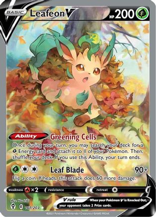 Leafeon V (Alternate Full Art) (167)/203 Ultra Rare Holofoil
