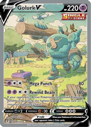 Golurk V (Alternate Full Art) (182)/203 Ultra Rare Holofoil