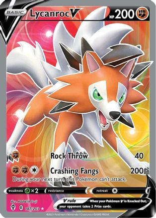 Lycanroc V (Full Art) (187)/203 Ultra Rare Holofoil