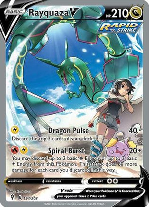 Rayquaza V (Alternate Full Art) (194)/203 Ultra Rare Holofoil (Cabinet-NM)