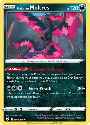 Galarian Moltres (93)/203 Holo Rare Reverse Holofoil