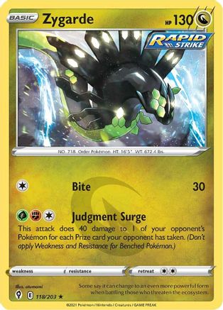 Zygarde (118)/203 Holo Rare Reverse Holofoil