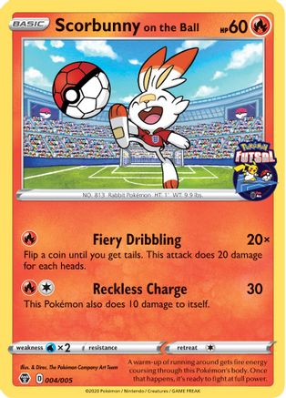 Scorbunny on the Ball - 004/005 (Pokemon Futsal) (4)/5 Promo