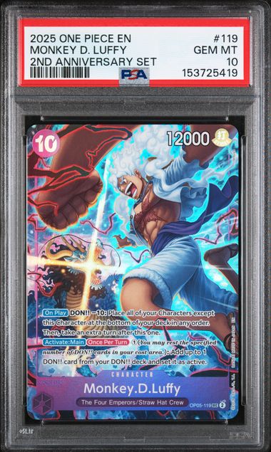 PSA 10 Monkey.D.Luffy Op-05-119 2nd Anniversary Set (Cabinet)