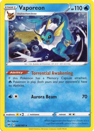 Vaporeon - 030/185 (Cosmos Holo) (30) Promo Holofoil