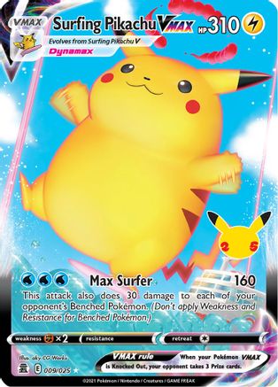 Surfing Pikachu VMAX (9)/25 Ultra Rare Holofoil