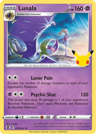 Lunala (15)/25 Holo Rare Holofoil