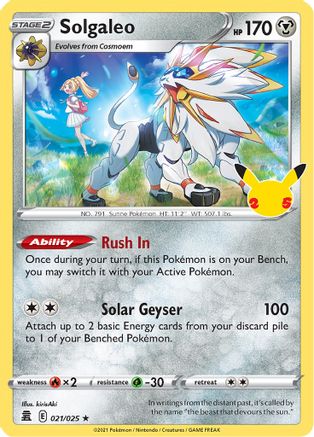 Solgaleo (21)/25 Holo Rare Holofoil